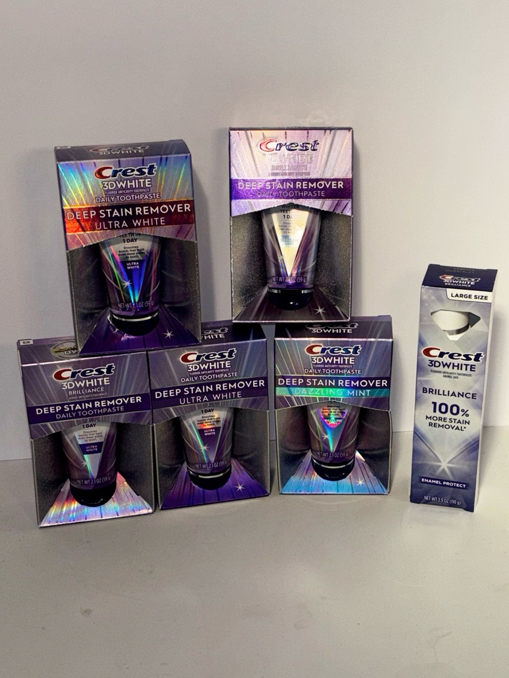 Crest 3D White Toothpaste Bundle Brilliance Enamel Protect & Deep Stain Remover